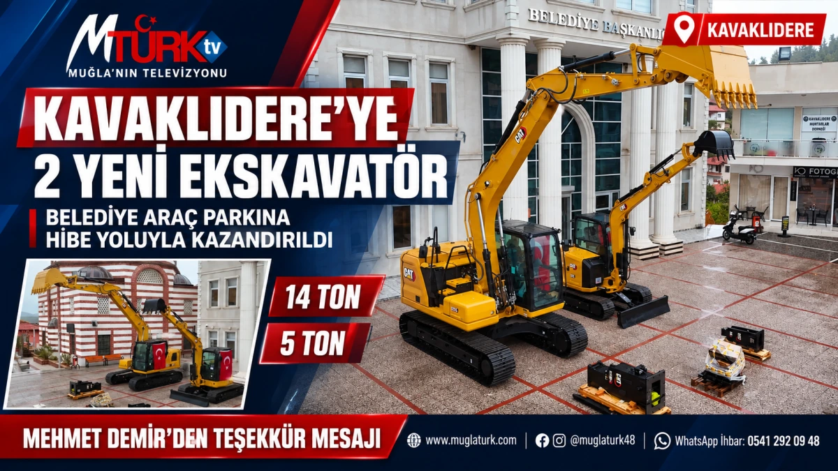 Kavaklıdere Belediyesi Araç Parkına 2 Paletli Ekskavatör Kazandırdı