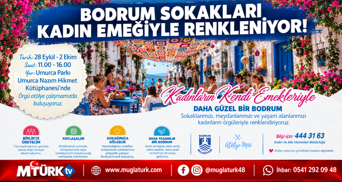 Bodrumlu Kadınlar Sokaklar İçin Örüyor: Meydanlara Rengarenk Gölgelikler Geliyor